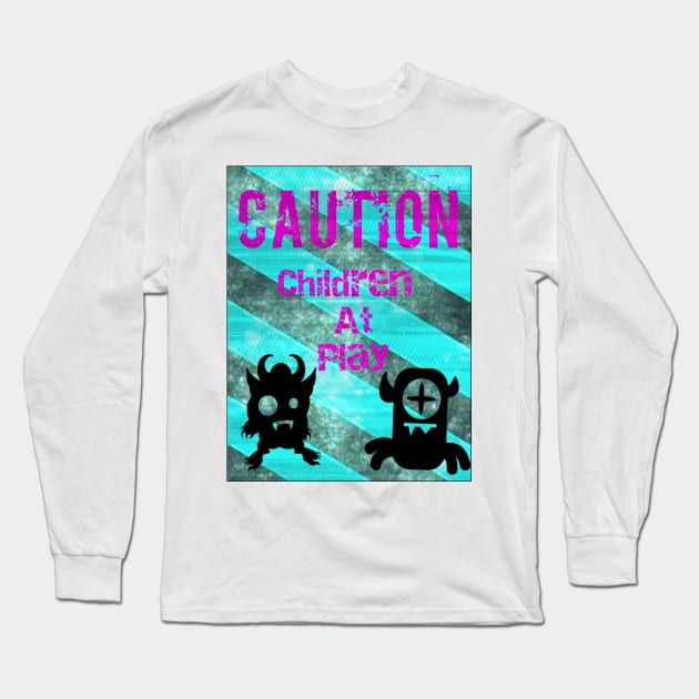 Caution Children At Play Long Sleeve T-Shirt by RG Illustration